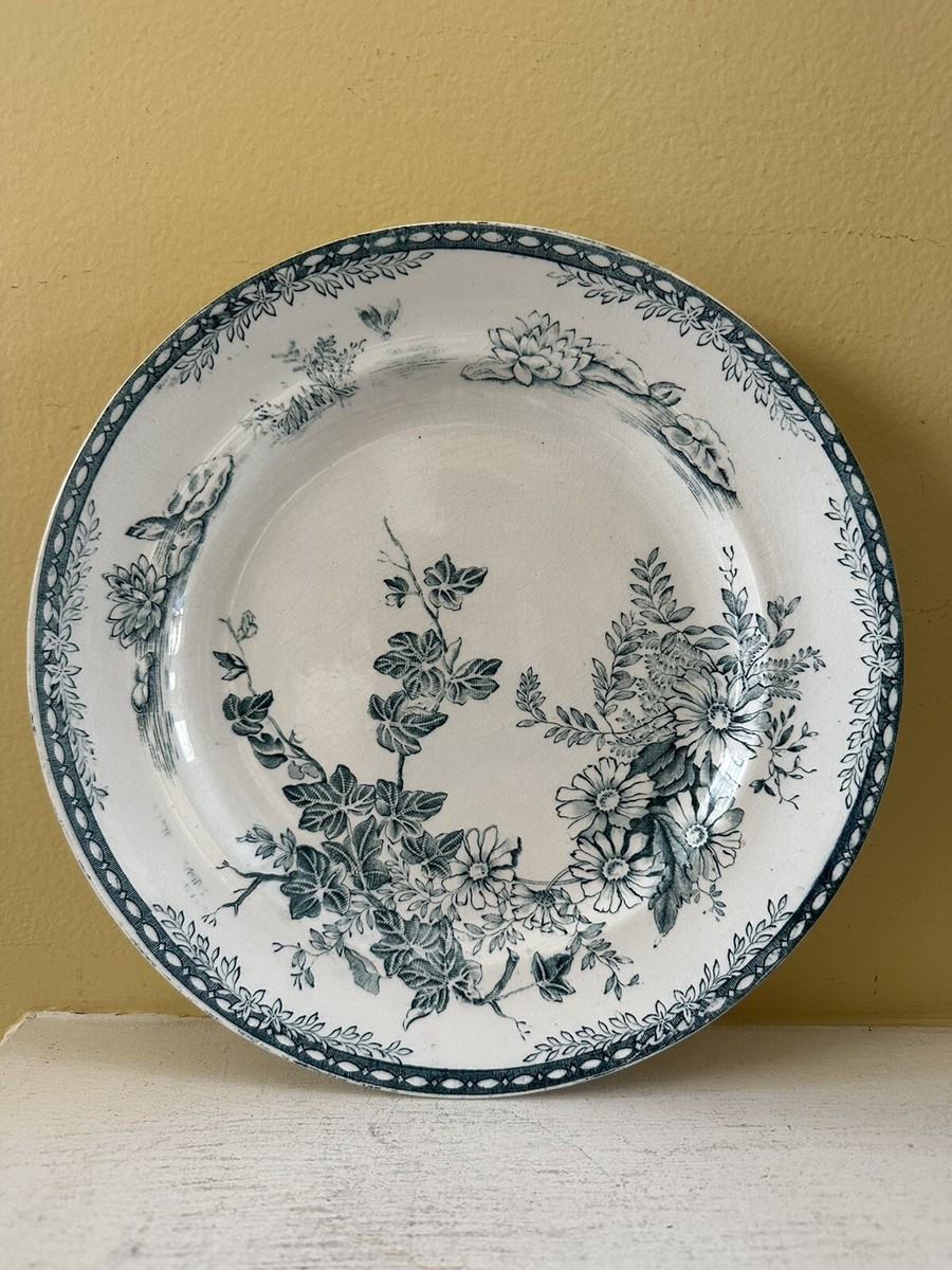 Antique Gustavsberg Dinner Plate FLORA - Blue 9-5/8