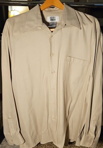 VTG CITY STREETS large mens long sleeved button up shirt. 80s-90s Biege Soft - Picture 2 of 13