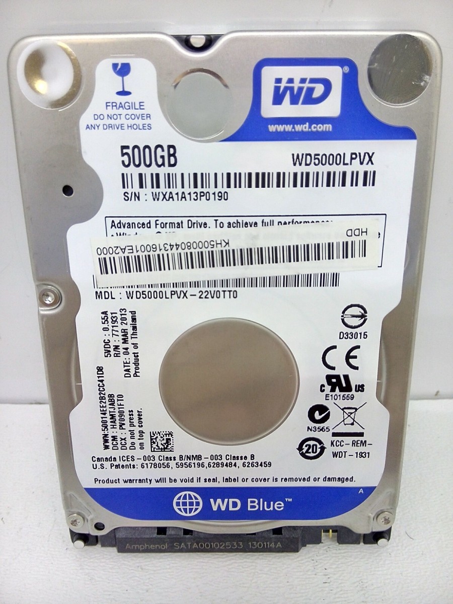 Thin WD Genuine 500GB Laptop HDD Hard Drive WD5000LPVX - Acer KH