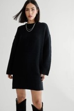 Nasty Gal Crew Neck Sweater Dress Black S