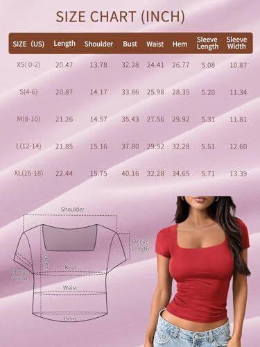Damen Eckiger Ausschnitt Ausgehen Crop Tops Kurzarm T-Shirts Medium Schwarz - Bild 6 von 7