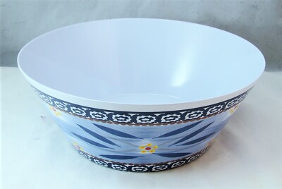 Temp-Tations Tara Old World Blue Große Salat Servier LG Rührschüssel Melamin EXC