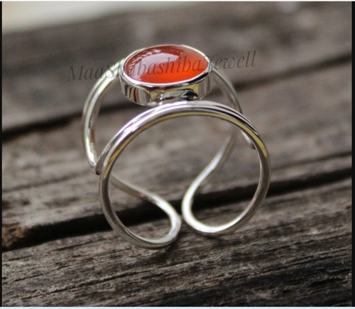 Anillo de cornalina 925 de plata esterlina hecho a mano anillo distintivo anillo regalo para ella - Imagen 5 de 8