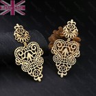 Gold Dangle Earrings Chandelier Earrings Filigree Gypsy Drop Dangle Cutout Retro