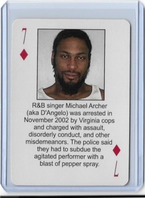 RARE 2003 STARZ BEHIND BARZ D'ANGELO ''SP ERROR'' PLAYING CARD ~ MUG SHOT ~ R&B