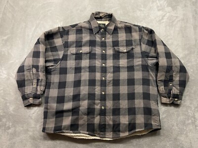 Red Head Shirt Men's Extra Extra Large Beige  Sherpa Lined Flannel Shacket Y2k