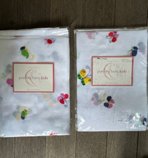 Pair Pottery Barn Kids curtain panels Butterfly Cotton 44X44 girls Bedroom NEW