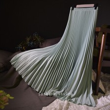 Women's Chiffon Long Pleated Accordion Pleat Midi Skirt Lady A Line Maxi Skirts