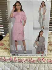 Simplicity Pattern S8891 Plus Size Dress Two Lengths Belt Pants Shorts 20W-28W