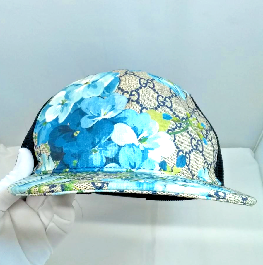 GUCCI Bloom GG Supreme Baseball Cap Mesh Hat Blue Floral GUCCI Bloom GG Supreme Baseball Cap Mesh Hat Blue Floral
