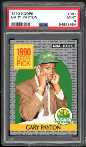 Gary Payton Rookie Card 1990-91 Hoops #391 PSA 9