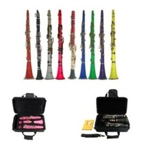 Student Bb 17 Key Clarinet w/Case, Black Red Blue Green Yellow White Pink Purple