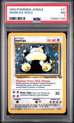 1999 POKEMON JUNGLE #11 SNORLAX-HOLO PSA 7