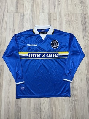 LONGSLEEVE EVERTON 1997 1998 1999 HOME FOOTBAL SHIRT SOCCER JERSEY