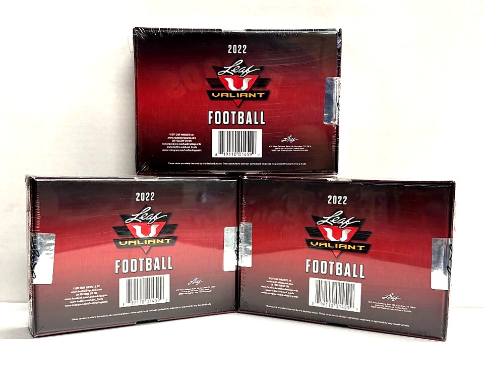 2022 Leaf Valiant Football 8 Autos Factory Sealed Hobby Box Lot of 3 - Image 2 of 3