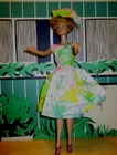 Vintage Handmade Barbie Sized Spring Dress With Hat