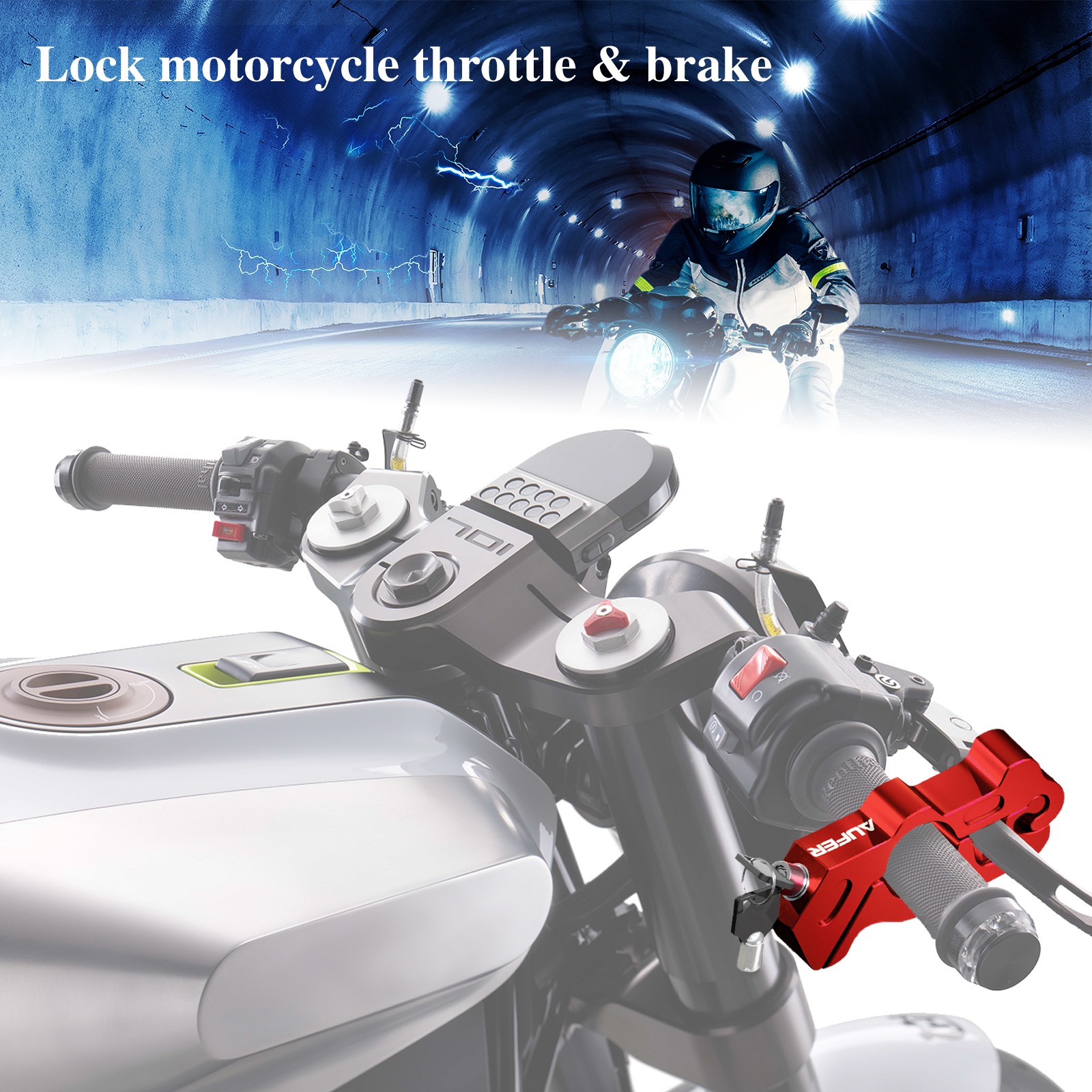 Universal Motorcycle Grip Handlebar Lock for Moped Motorbike Throttle Brake Lock