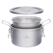Boundless Voyage Titanium Rice Cooker Pot Set 2L+0.9L Camping Ultralight Outdoor