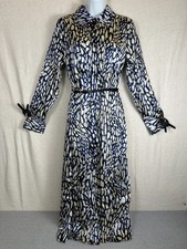 Mango Womens Camila Shirt Dress UK 8 S Blue White Abstract Print Belted New