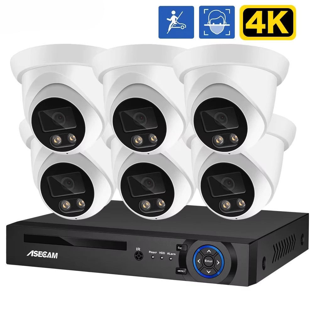 Security Camera System Kit 8MP Face Detect Audio Home Video Surveillance Camera-image