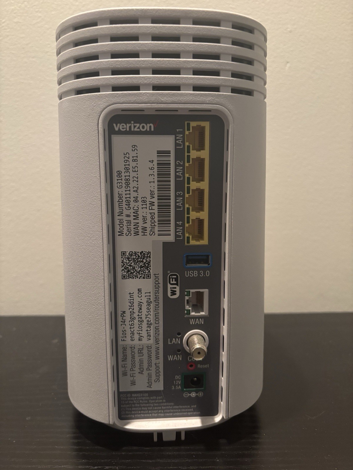Verizon G3100 Dual-Band Wireless Router, 4 LAN Ports, USB 3.0, Coaxial ...