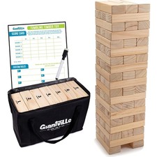 Giant Tumbling Timber Toy - 56 Pine Blocks Tower Over 4 Feet Tall
