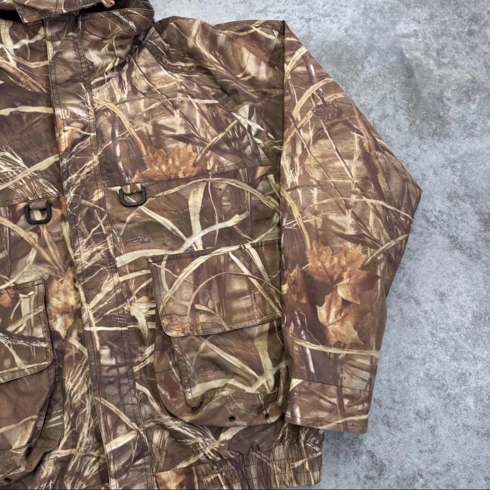 Cabela's 狩猎夹克男式大号迷彩隔热水禽尼龙拉链帽货物 — 第 3/4 张图片