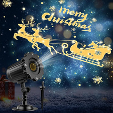 3D Dynamic Christmas Projector Lights Outdoor Indoor-2025 Upgrade Santa in Sleig