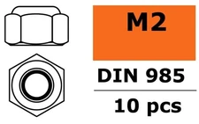 GForce - 10pcs Galvanized Steel Self Locking M2 Hex Nuts