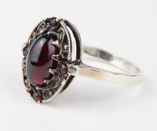 Jugendstil Antike 800 Silber Ring mit echte Granat