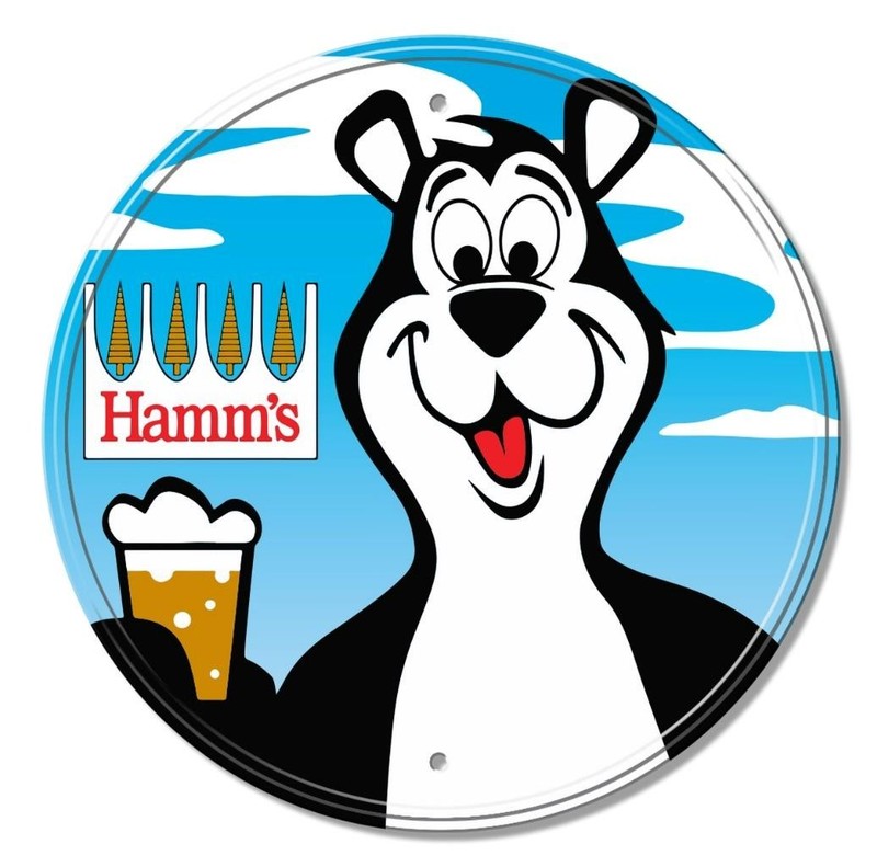 Hamm's Beer Bear Aluminum Bar Sign 11.75" Round Made In USA