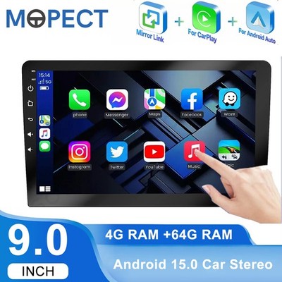 9 Inch Double 2Din Carplay Car Stereo Radio Android 15 GPS Wifi FM HiFi DSP WIFI