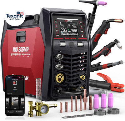 MIG205MP MIG Welder 9 in 1 Icontrol APP Control Plasma Cutter/Pulsed Mig/Flux Co