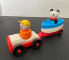 Vintage Fisher Price Little People Car & Boat Set, #685, 1969