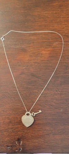 Authentic Tiffany & Co. Return to Tiffany Heart Tag Key Pendant Necklace 16”