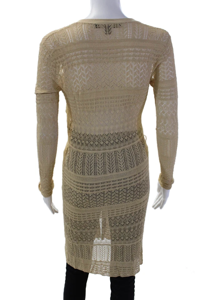 Cárdigan suéter Ralph Lauren etiqueta negra para mujer con botones beige talla pequeña Foto 3 de 4