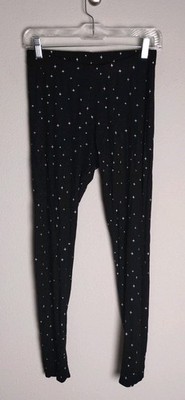 Skims Black Silver Star Ribbed Cropped Pajama Jogger Pants Large