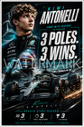 Kimi Antonelli 3 Poles & 3 Wins F1 Record 12x18 Inch Photograph Poster - McLaren