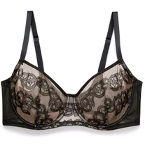 Natori True Decadence Cut & Sew Black Full Coverage Underwire Bra 30G Womens NWT