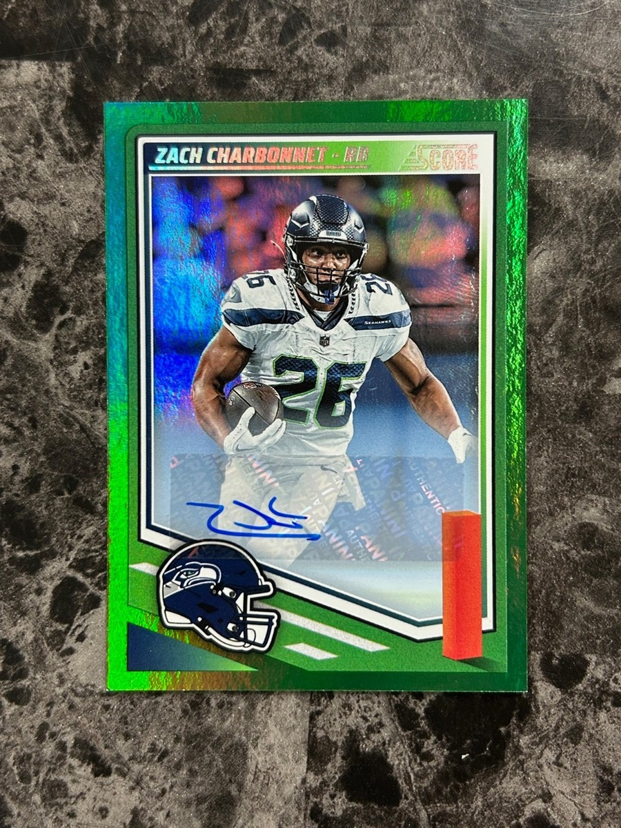 2025 Panini Score Football AUTO #247 Green Foil Zach Charbonnet