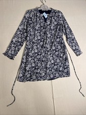 Loft Black & White Floral Shirt Mini Dress Size 2XS