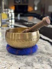 3.5" Vintage, Solid Brass Hand Hammered Singing Bowl, Meditation Bowl