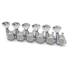 6 Inline Right Handed Guitar Locking Tuners Machine Heads Tuning Key Pegs Silver