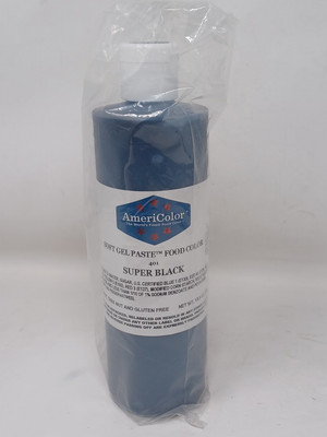 AmeriColor Soft Gel Paste Food Coloring SUPER BLACK 401 Nut Gluten Free 13.5  Oz