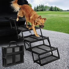 Dog Ramp for Car Extra Wide 4 Steps Stairs for Truck Folding for Dogs