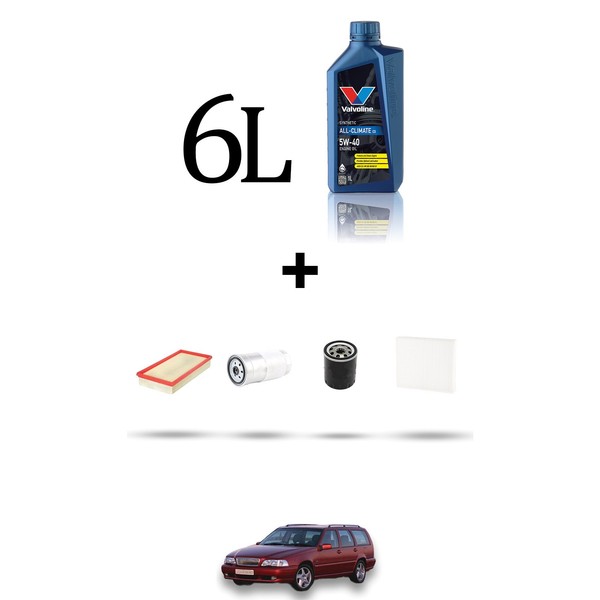 Hoffcar Wartungsset 4 Filter Und 6L ÖL FüR Volvo V70 2.5 Tdi 103Kw Von 97 Bis 02-image