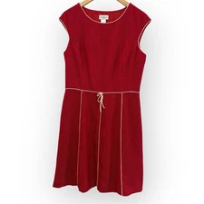 Liz Claiborne Dress Size 10 Sheath Sleeveless Career Red Polka Dot Lined Office