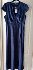 NWT: Women's Wild Fable capped sleeve, tie front maxi dress-Navy, size Med