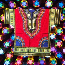 Traditional African Dashiki Shirt Vibrant Multicolor Size 54 Cotton Chanupon