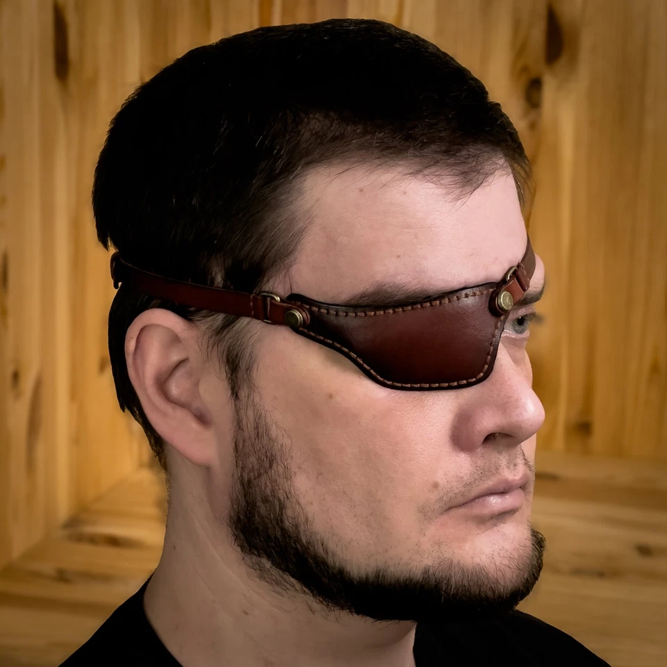 4 in 1 kit, occluder brown leather eye patch, pirate eye patch, cosplay - Image 2 of 4